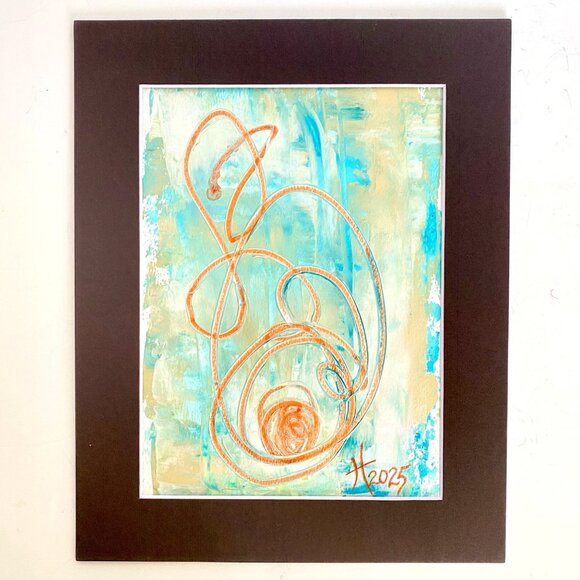 Tipping Point Original Wall Art Acrylic Painting Matted 8x10in Frame Ready - Picture 3 of 5